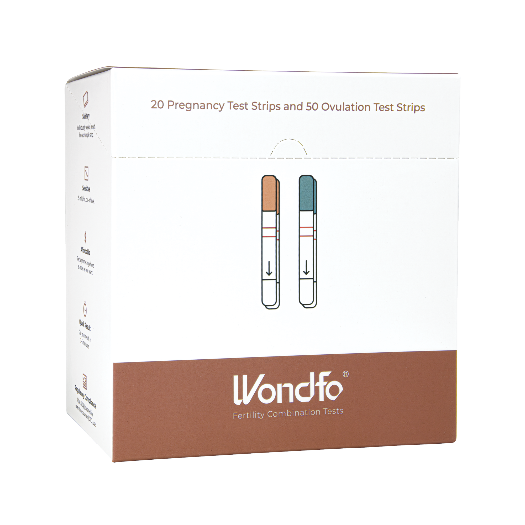 Wondfo 50 Ovulation Test Strips and 20 Pregnancy Test Strips Kit (50 LH + 20 HCG)