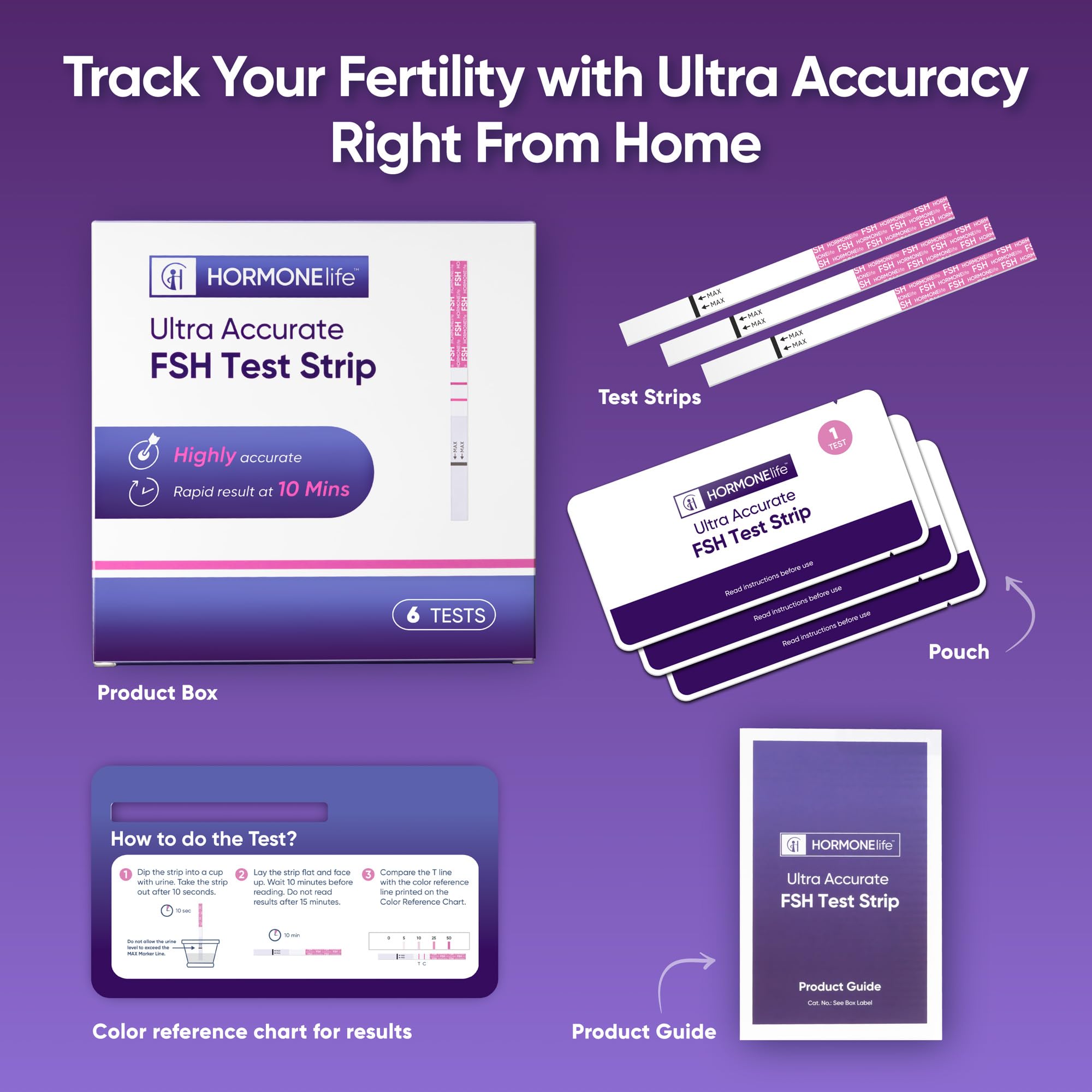 6 Pack FSH Test Strip for Women Menopause Test Strips at Home Ovarian Reserve &amp; Hormone Balance Test