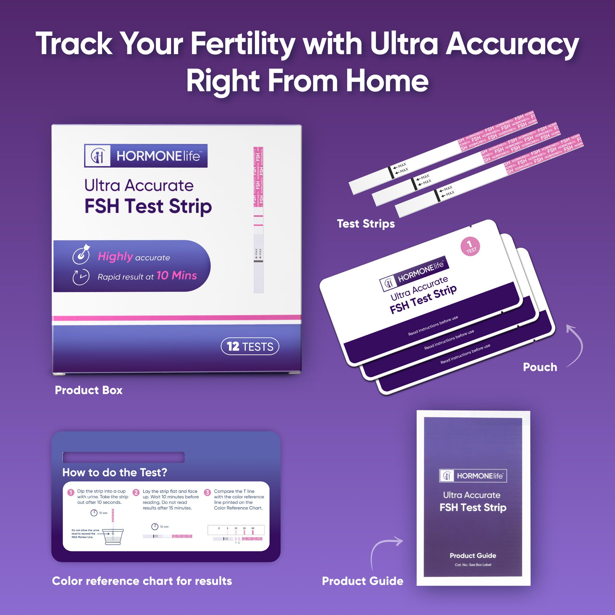 6 Pack FSH Test Strip for Women Menopause Test Strips at Home Ovarian Reserve &amp; Hormone Balance Test